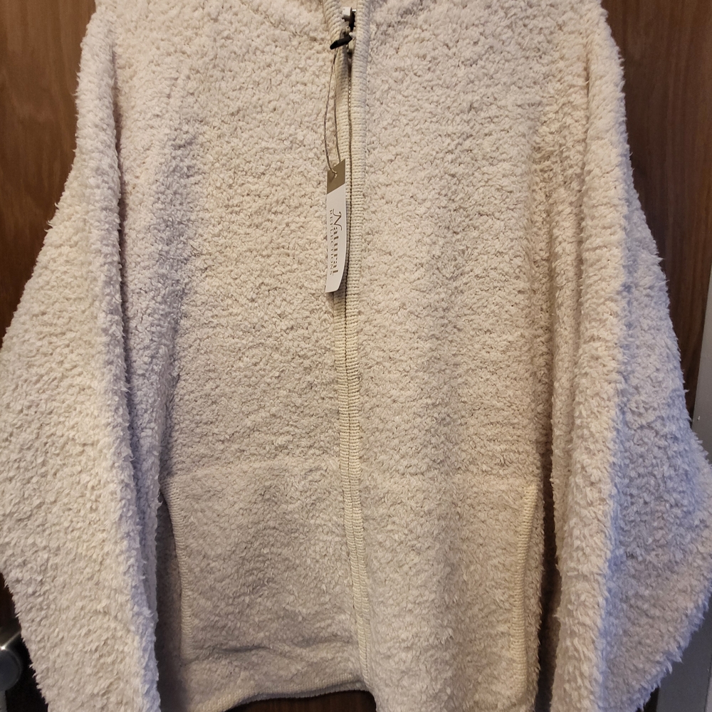 Natural Reflections Off-White Zip Cardigan